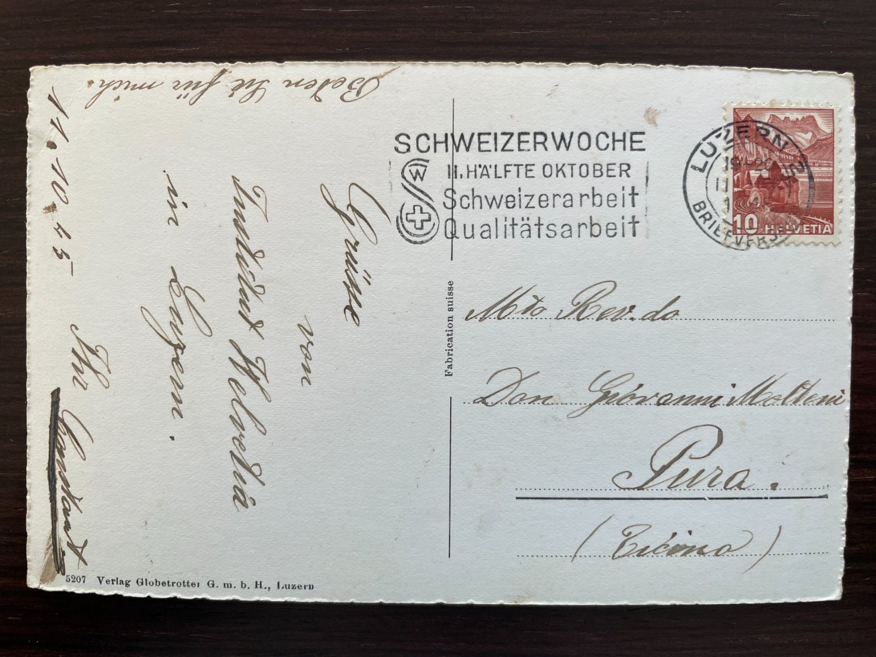 Cartoline postali: LUZERN Institut Helvetia, 1945 – Usato da Wald ZH venduto da TLILEF 1