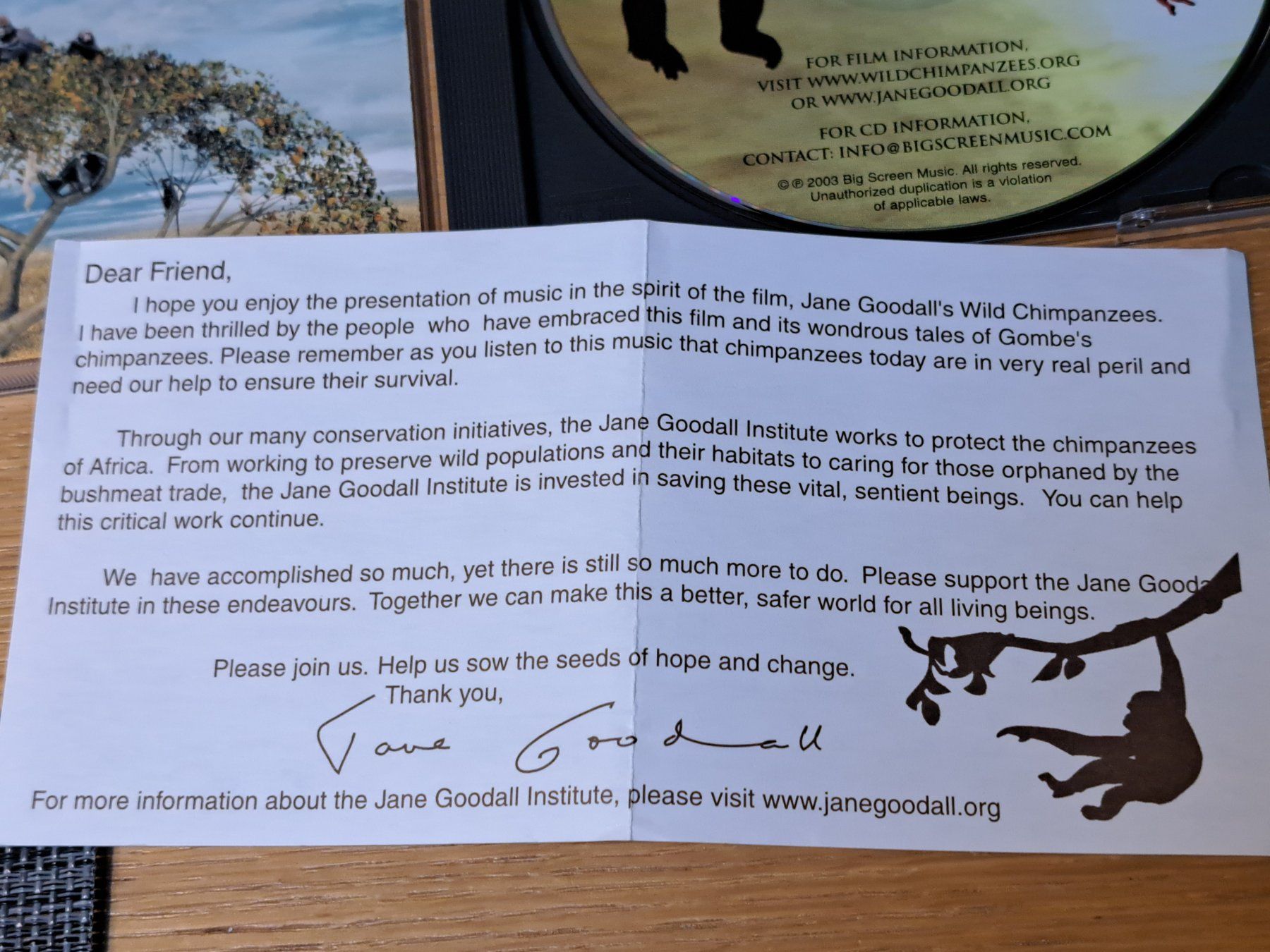 CD: Jane Goodalls Wild Chimpanzees, Original Filmmusik-CD – Nuovo (secondo la descrizione) da Unterseen venduto da Kanica 4