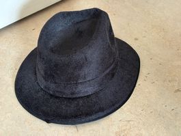 Hut Fedora Schwarz Stoff guter Zustand
