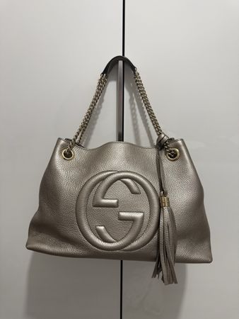 Echte Gucci Soho Chain Tote Bag Metallic sehr guter Zustand