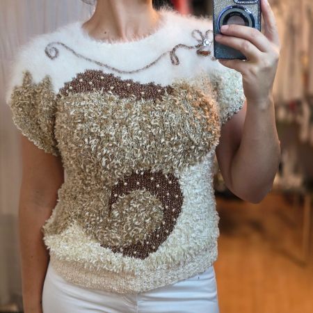 Vintage Pullover Mohair Look 80er Unikat M