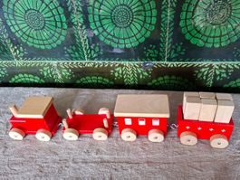 Holz Zug CH Motiv wie neu, perfekt für Kinder, Swiss Made