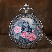 Taschenuhr Halskette Vogel schwarz
