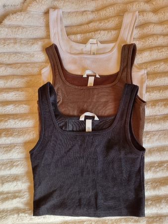 Lot de 3 débardeurs côtelés H&M, Taille XS, parfait état