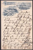 Flims Lithografie Hotel und Pension Bellevue 1897