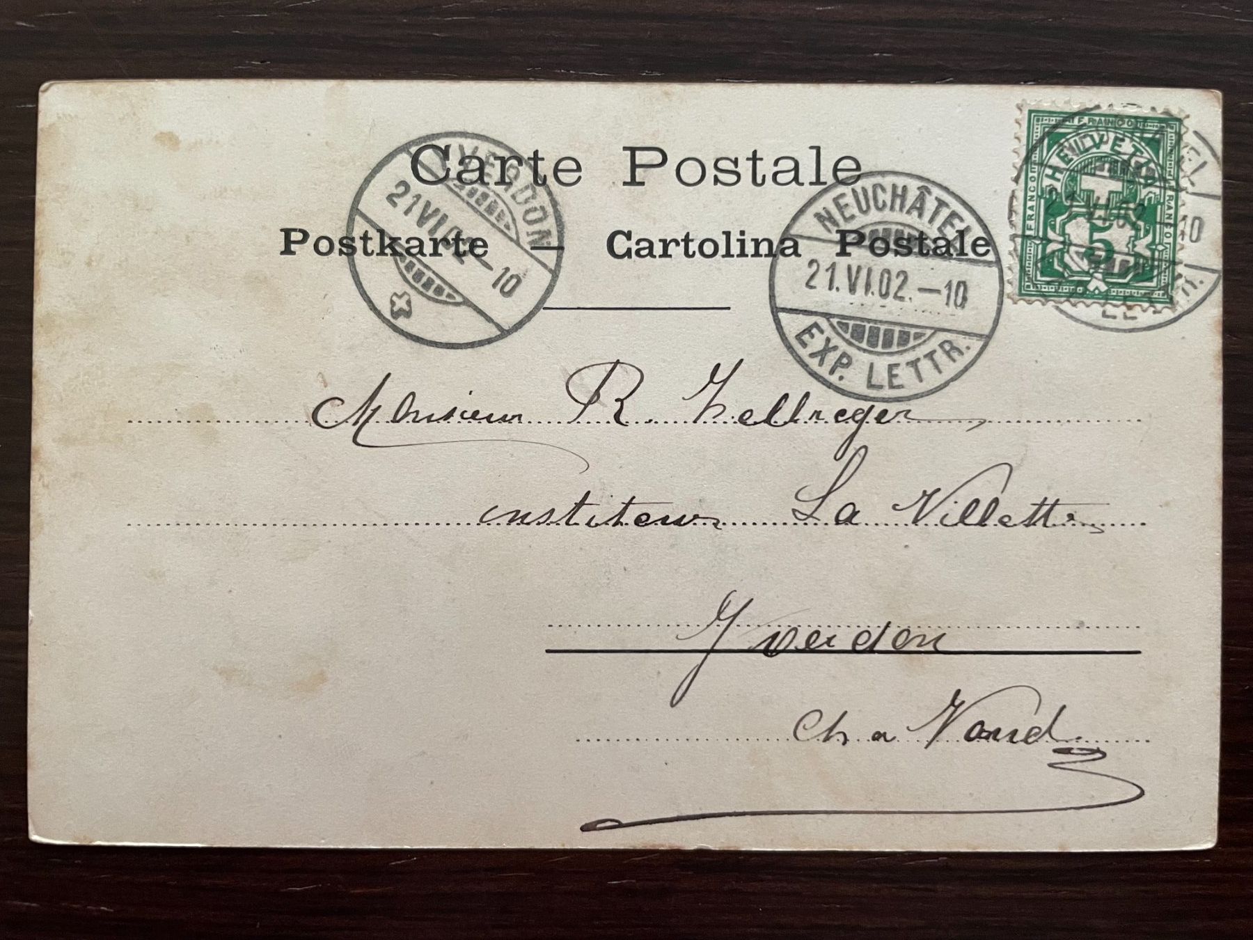 Cartoline postali: NEUCHÂTEL Hotel du Peyrou, 1902 – Usato da Wald ZH venduto da TLILEF 1