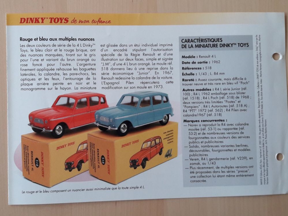 DINKY TOYS ANCIEN VOITURE RENAULT 4 L référence 518 NEUVE EN BOITE EUR