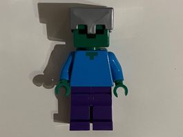 Lego Minecraft - Zombie, Flat Silver Helmet - min131