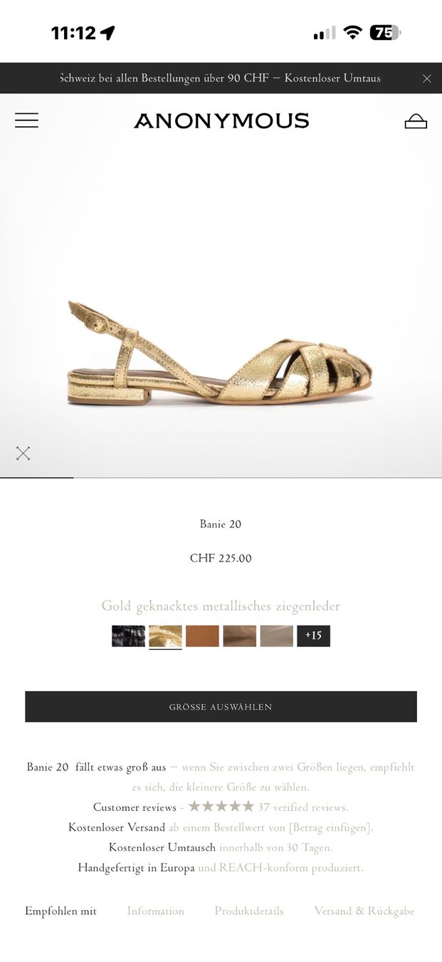 Scarpe da donna: Sandaletten Anonymous Copenhagen 38 Gold – Usato da Meggen venduto da Ley 3