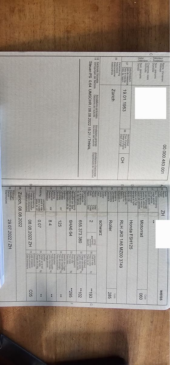 Honda Scooter: Honda FSH125 – Usato da Wädenswil venduto da ptaki 6