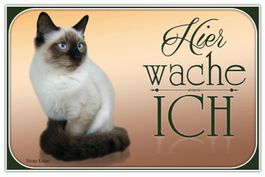 Blechschild-HIER WACHE ICH-BIRMA KATZE