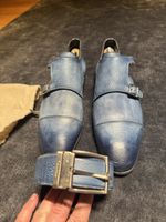 Santoni Herrenschuhe, blau, 8.5 inkl. Santoni Gürtel (95)
