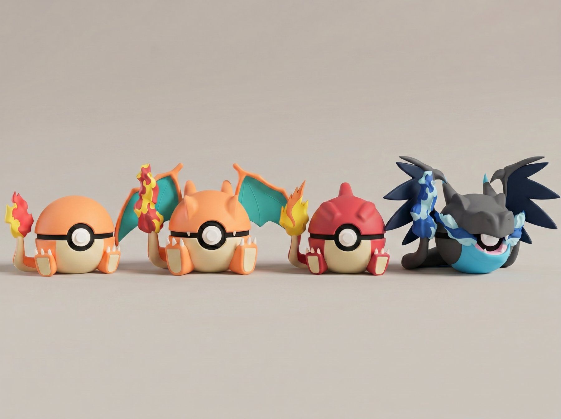 Statuette: Pokeball Fire Evolution Set - 3D Printed – Nuovo (secondo la descrizione) da Ligornetto venduto da Nero_Forma_3D