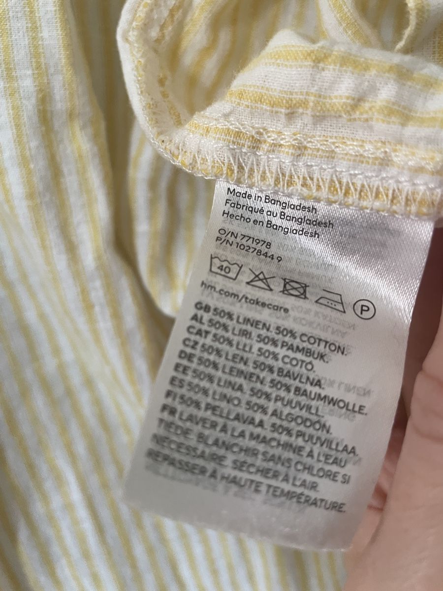 H&M Camicette: H&M gestreiftes Hemd gelb / weiss Leinen – Nuovo (secondo la descrizione) da Zürich venduto da M500ZH 2