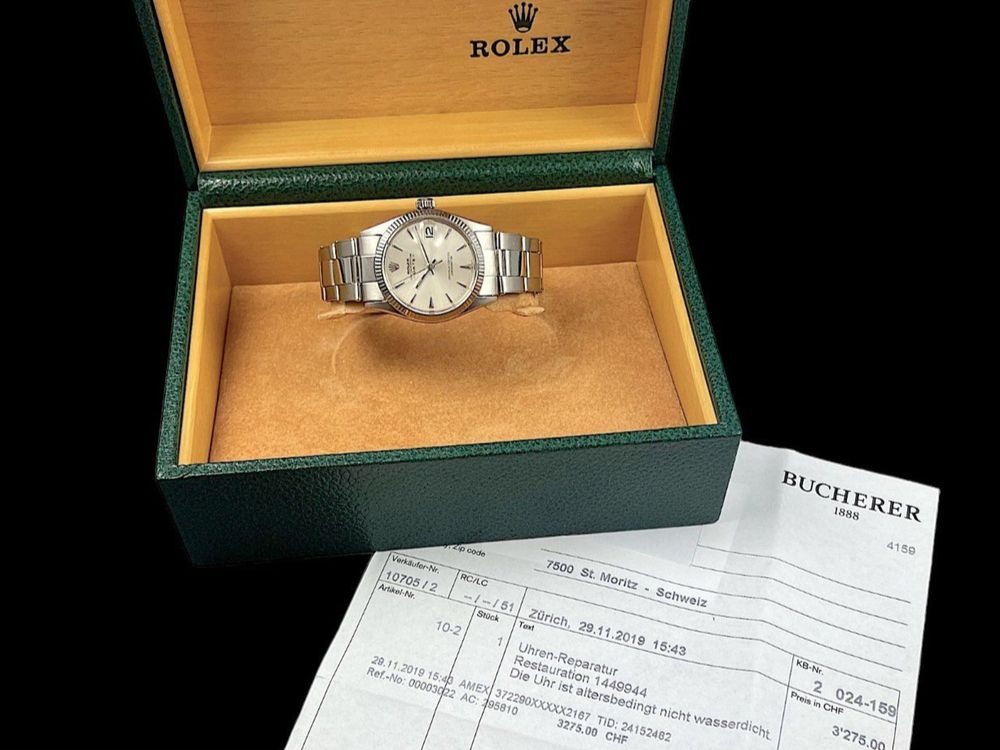 Rolex Orologi: Rolex Oyster Date Weissgold 18k 1961 Automatic 31mm *U871 – Usato da Zürich venduto da GalerieInauen