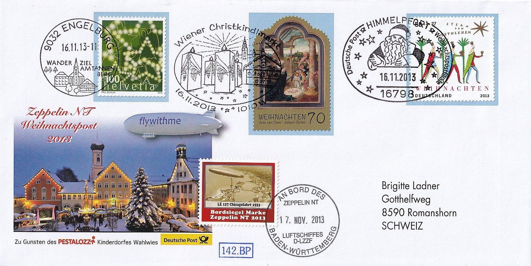 Tutti i francobolli: Zeppelin NT Weihnachtspost 2013 D/A/CH – Usato da Baar venduto da Asmara111