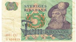 Schweden 5 Kronor 1981 Serie CU Nr. B-496629 SS