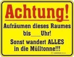 Funschild - ACHTUNG-AUFRÄUMEN DIESES