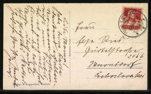 Cartoline postali: AK Wattwil, Blick auf das Kloster, 1929 – Usato da Berlin venduto da bartko-reher 1