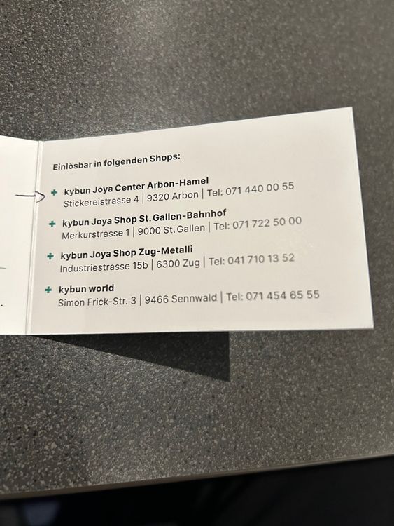 Gutschein CHF 30.00 bei kybun Joya Center ArbonHammel Kaufen auf Ricardo