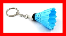 Schlüsselanhänger Badminton Federball Blau Sport Keychain