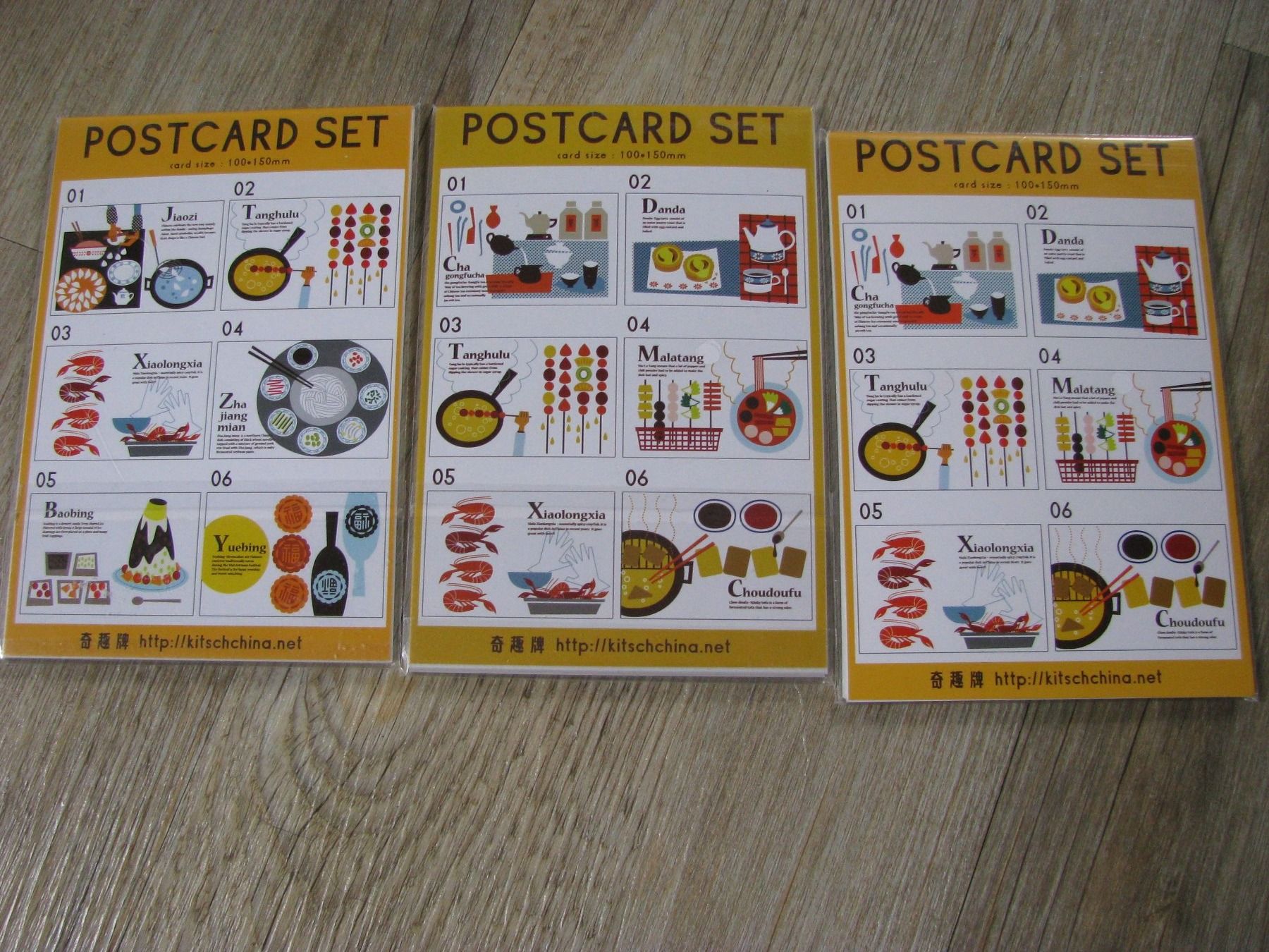 Cartoline: 3x 6 Postkarten Set "Chinesisches Essen" neu = 18 Karten – Nuovo e nell'imballaggio originale da Zweisimmen venduto da Domii 1