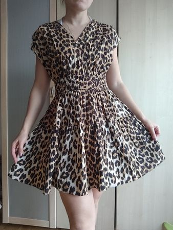 H&M Leopard Print Mini Dress - XS cotton