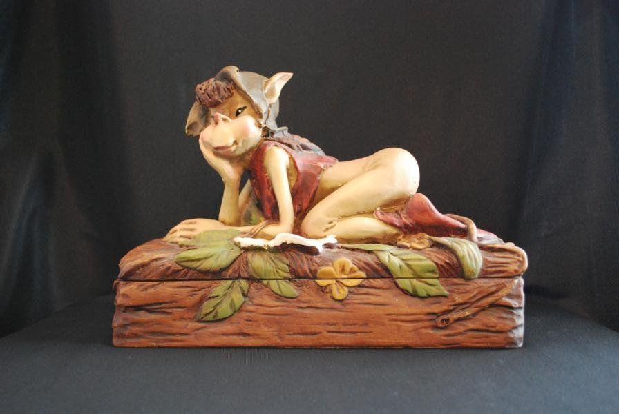 Portagioie: Schmuckdose Figur Kobold, Elfe, Waldgeist auf Baumstamm – Usato da Alterswil FR venduto da Maylea01