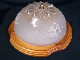 Deckenlampe im Landhaus-Stil , Holz /Glas geblümt /metall
