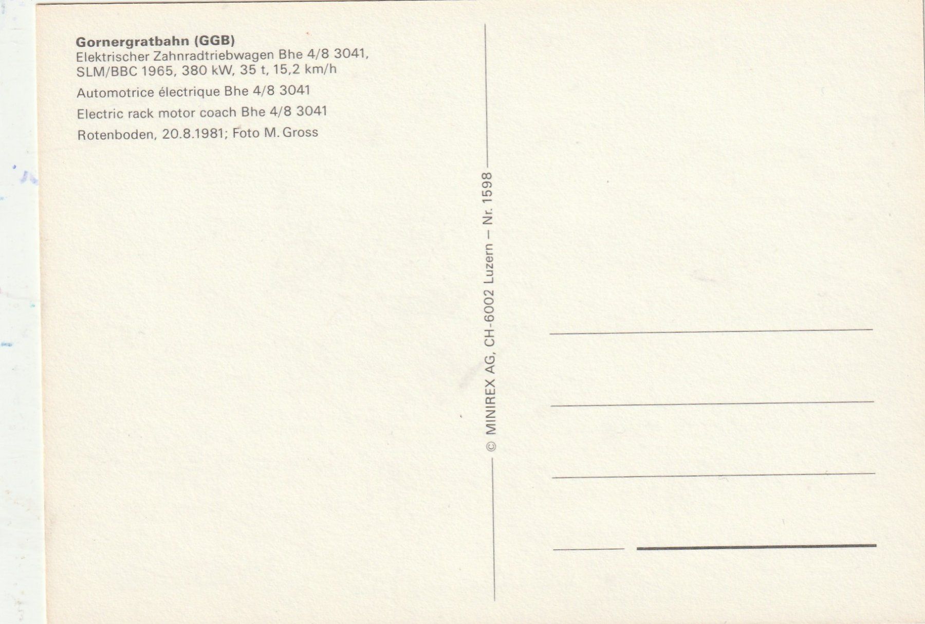 Cartoline postali: Gornergratbahn – Usato da Lumbrein venduto da made02 1