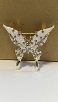 Vintage Brosche Schmetterling, weiss-goldig, top Zustand!