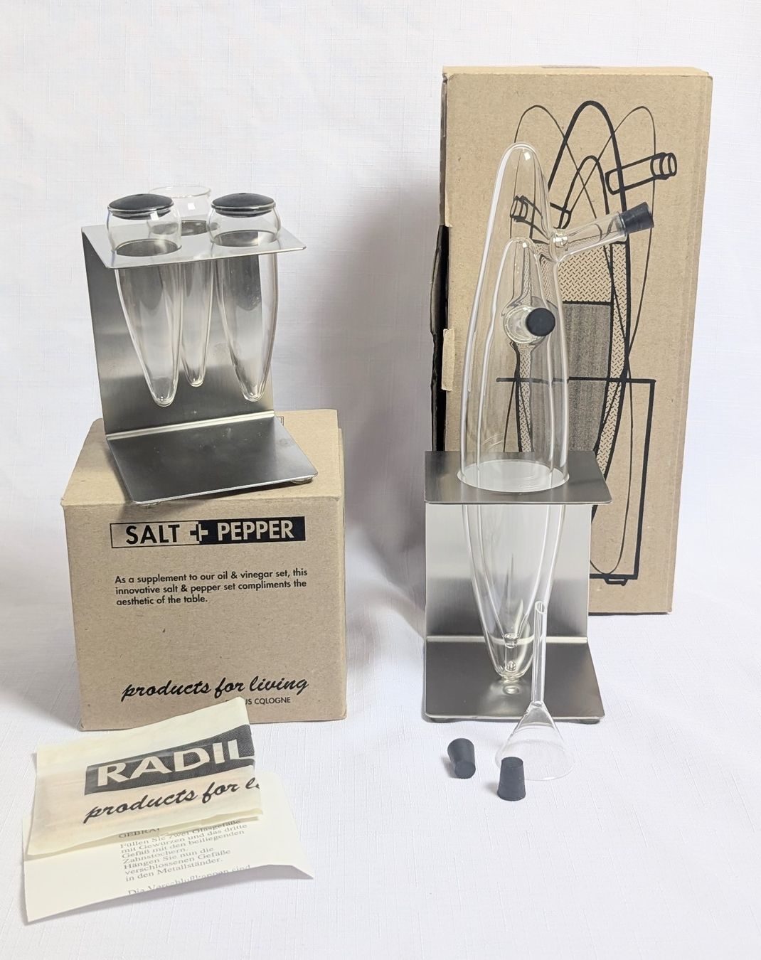 Set di piatti: 90er Radius Design Sets - Essig & Öl - Salz & Pfeffer Menage – Nuovo e nell'imballaggio originale da Wängi venduto da ABIZONE-86 3