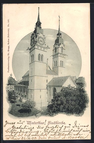 Ansichtskarten: AK Winterthur, Blick auf die Stadtkirche – Gebraucht aus Berlin von bartko-reher