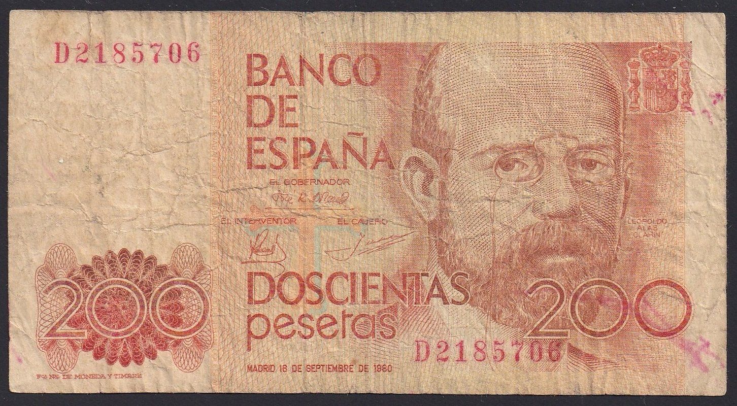 Banconote: Spanien 200 Pesetas 1980 – Usato da Brugg AG venduto da banknoten_muesli