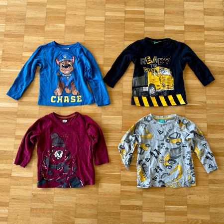 4er Set Jungen Langarmshirts Gr. 104 (Paw Patrol, Bagger)