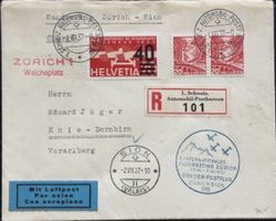 Brief Zürich-Sion 1937 Flugmeeting Sonderpostflug