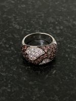 Eleganter 925 Silber Ring braune & weisse Zirkonia Gr.54
