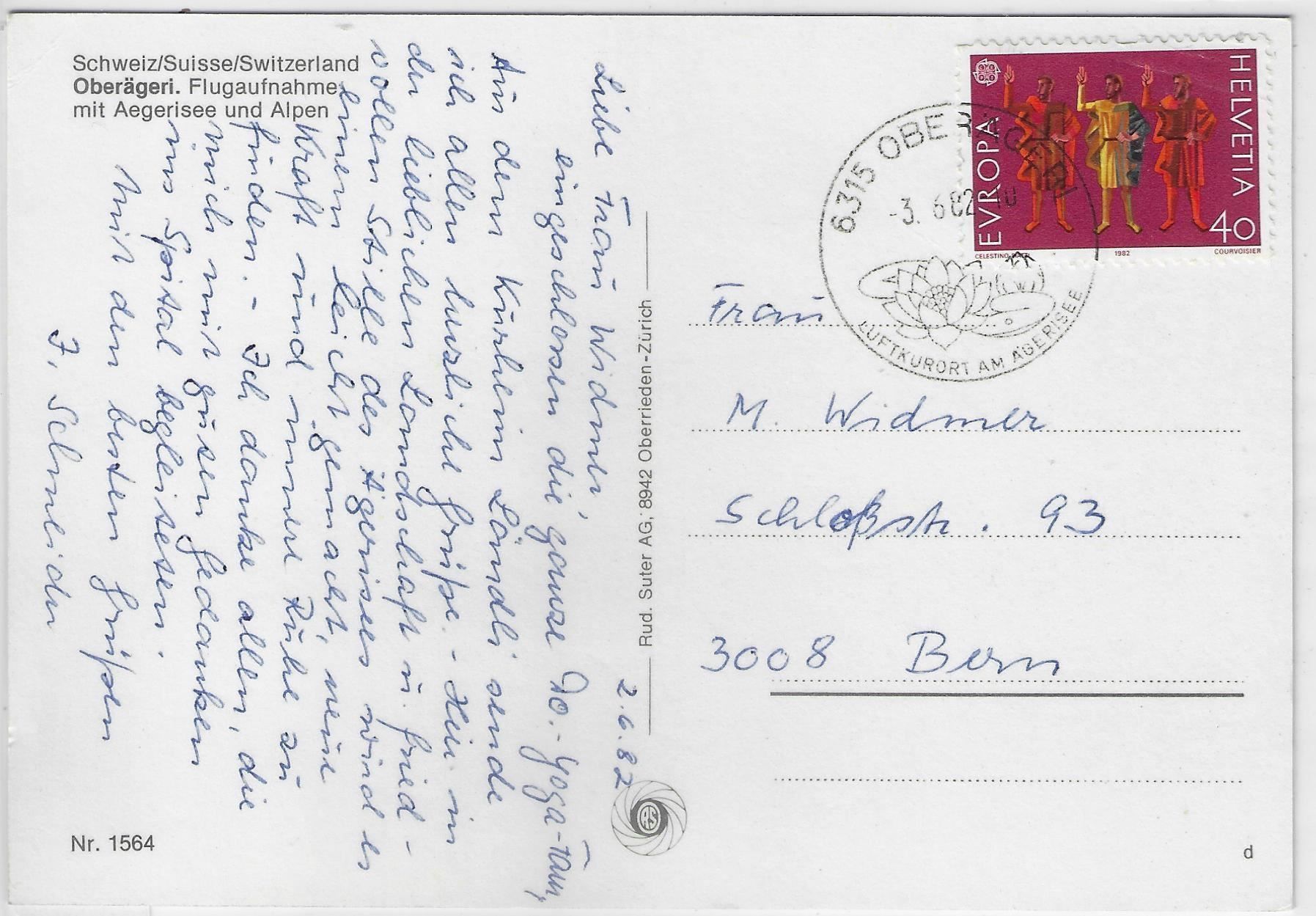 Cartoline postali: Flugaufnahme Oberägeri mit Aegerisee – Antico da Ettingen venduto da Kartenplanet 1