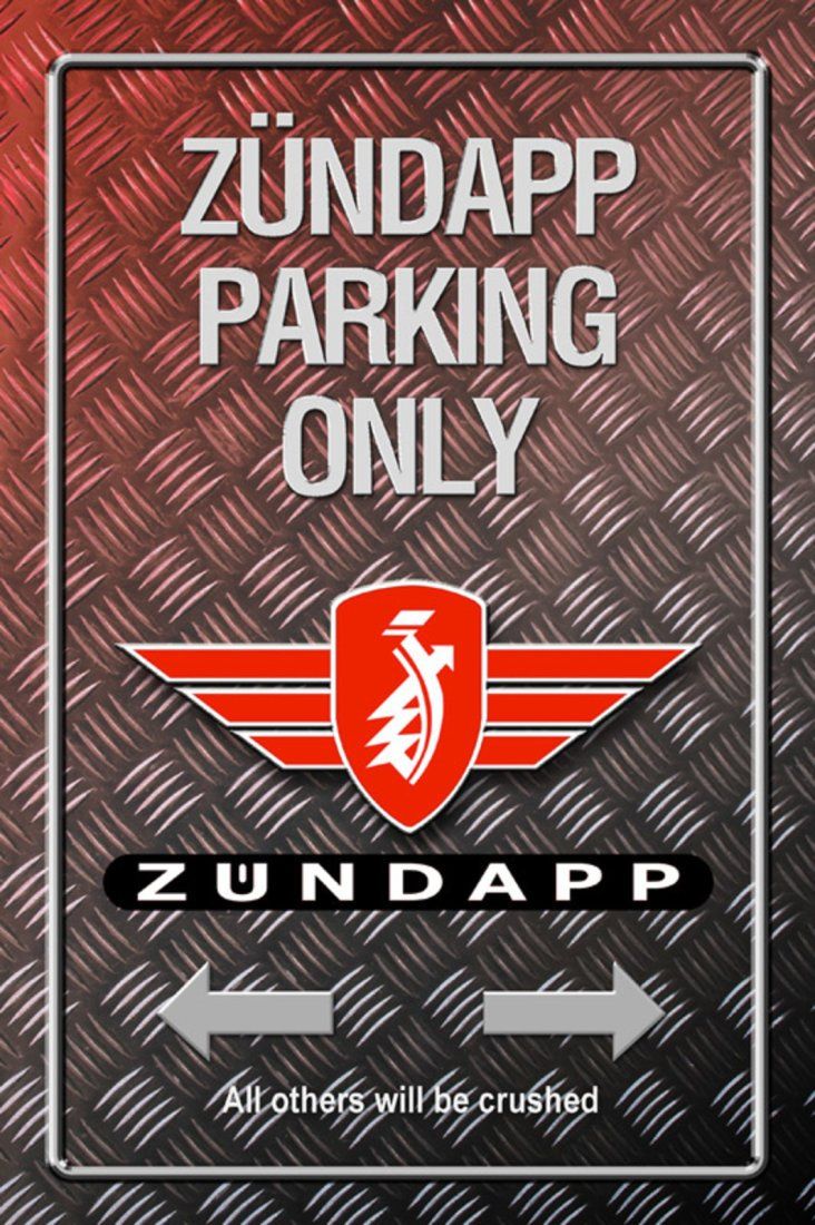 Zündapp Insegne: Blechschild-ZÜNDAPP - PARKING ONLY – Nuovo e nell'imballaggio originale da Rupperswil venduto da big-one-sale