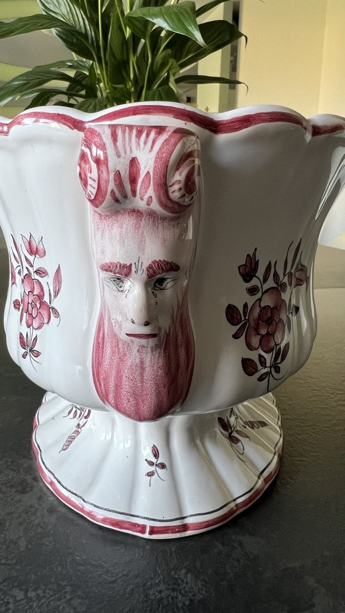 Vasi & Recipienti: Jardinière en faïence finement décorée de fleurs polychromes – Usato da Nyon venduto da stylevintage79 7