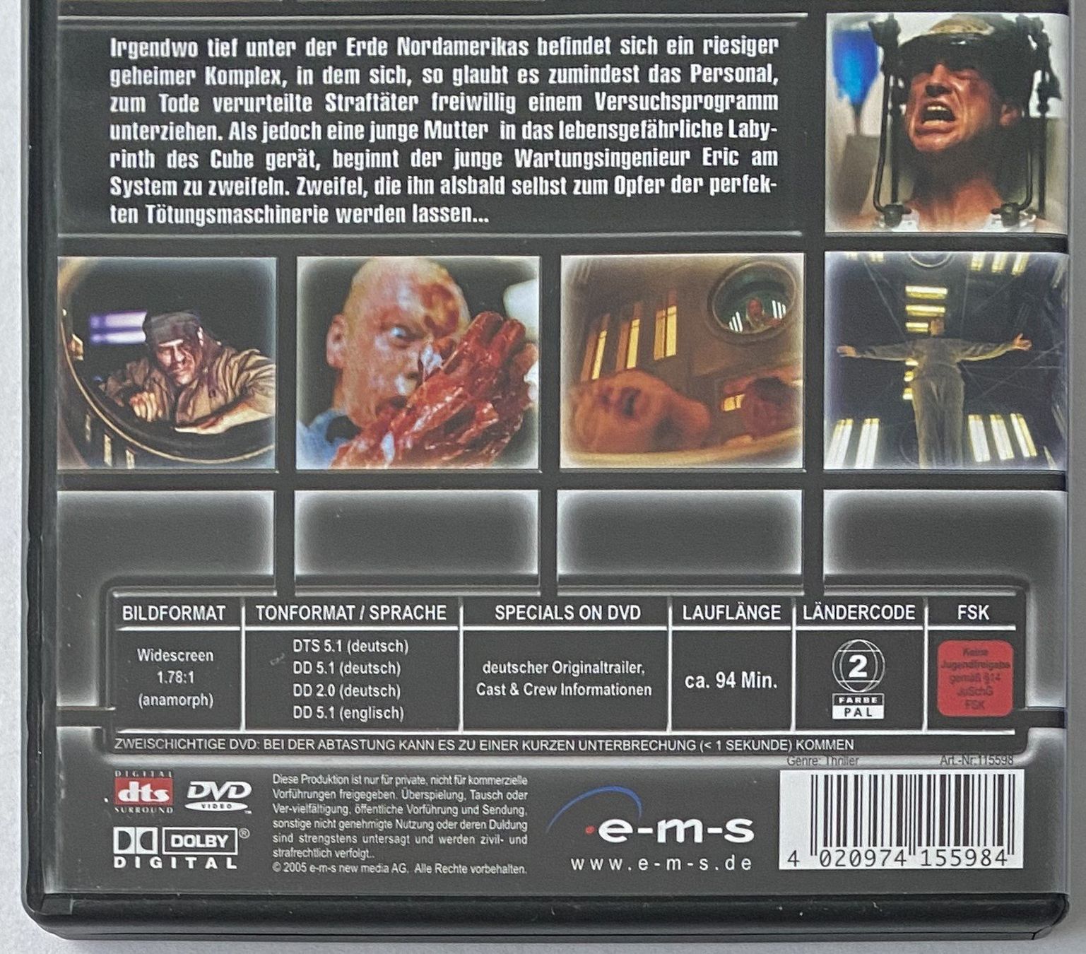 Tutti i DVDs: Cube Zero, eine neue Dimension der Angst (Versandkostenfrei) – Usato da Flums venduto da Asquillo 2