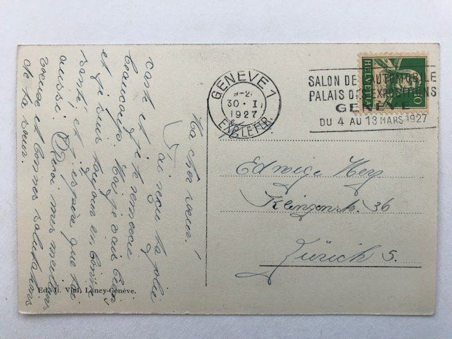 Cartoline postali: Pregny-Chambésy, von 1927 – Usato da Niederscherli venduto da Lucia16 2