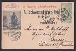 BERN 1900 UPU, illustrierte Postkarte, Werbung ZIGARREN