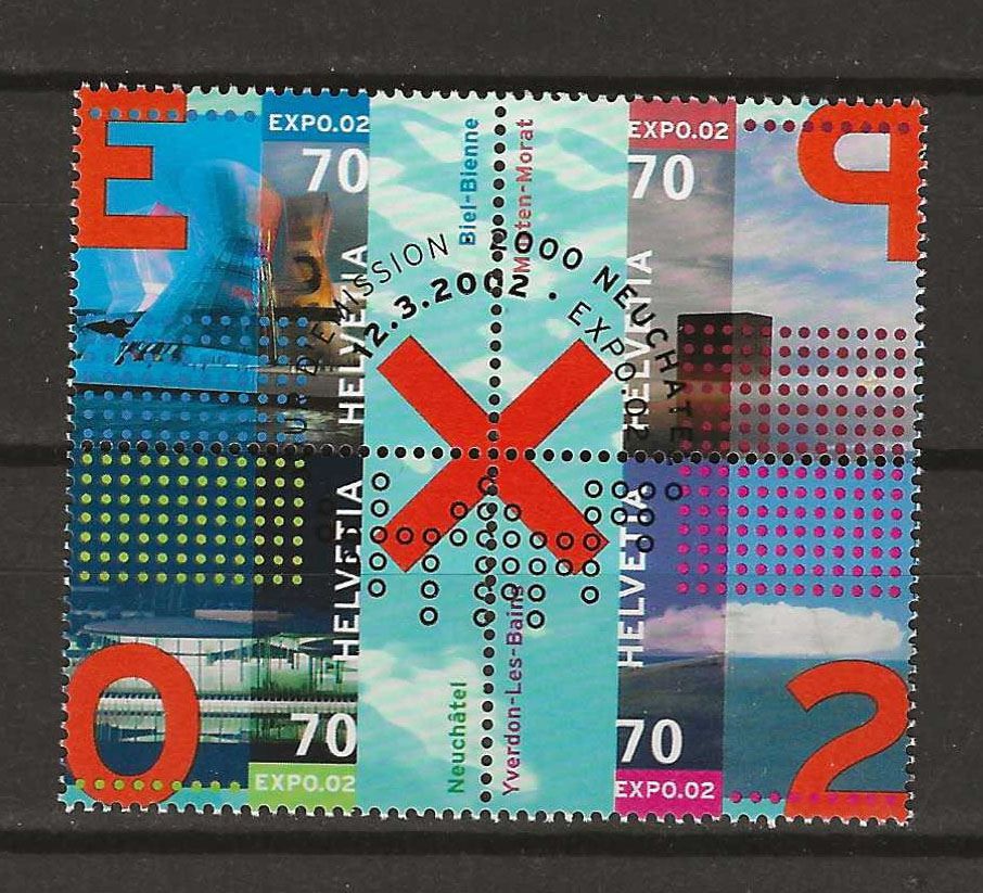 Tutti i francobolli: B1041 - Expo 02  B4 1er jour – Usato da Trélex venduto da Phil_Albert