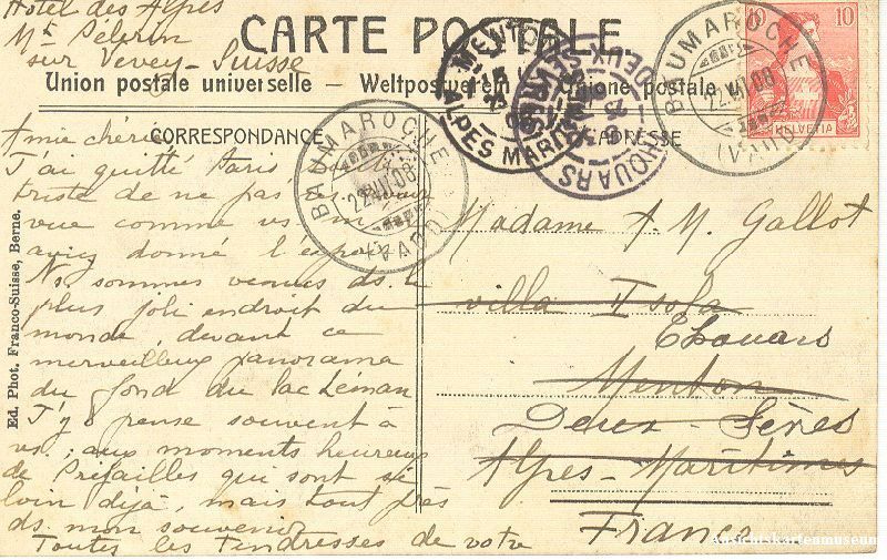 Ansichtskarten: Vevey - L'eglise St. Martin + 1908 – Gebraucht aus Emmenbrücke von teestube 1