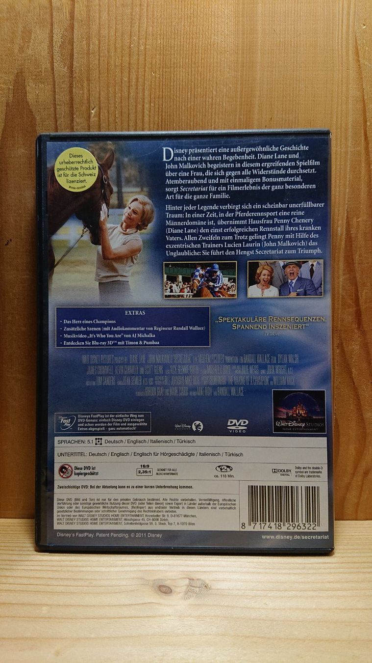 Tutti i DVDs: SECRETARIAT ein Pferd wird zur Legende DVD Disney – Usato da Wilderswil venduto da Exebub 1