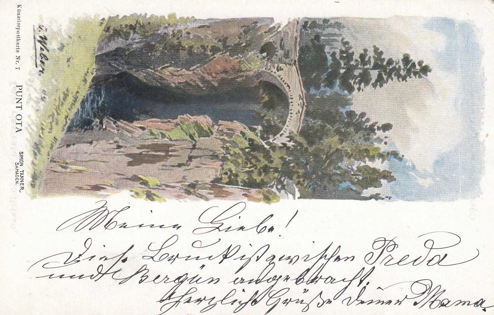 Cartoline postali: Ungebrauchte AK Punt Ota - Samaden – Usato da Rheinfelden venduto da ricci62
