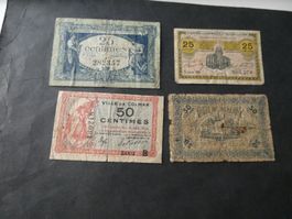 Frankreich um 1920, Regionalausgaben 4 alte Scheine
