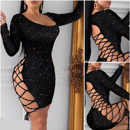 NEUES heisses Kleid schwarz mit Glitzer Gr. M - 222230