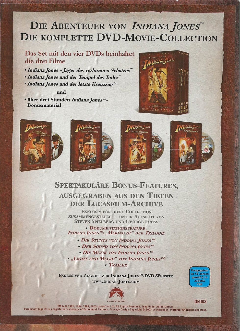 Tutti i DVDs: INDIANA JONES TRILOGY - 4 DVD - BOX – Usato da Anglikon venduto da Duriel_77 3